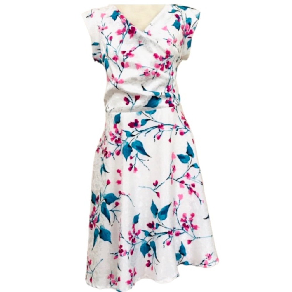 MAISON TARA Floral Dress 12 Fit & Flare A-line Wedding Formal Cap Sleeve Summer